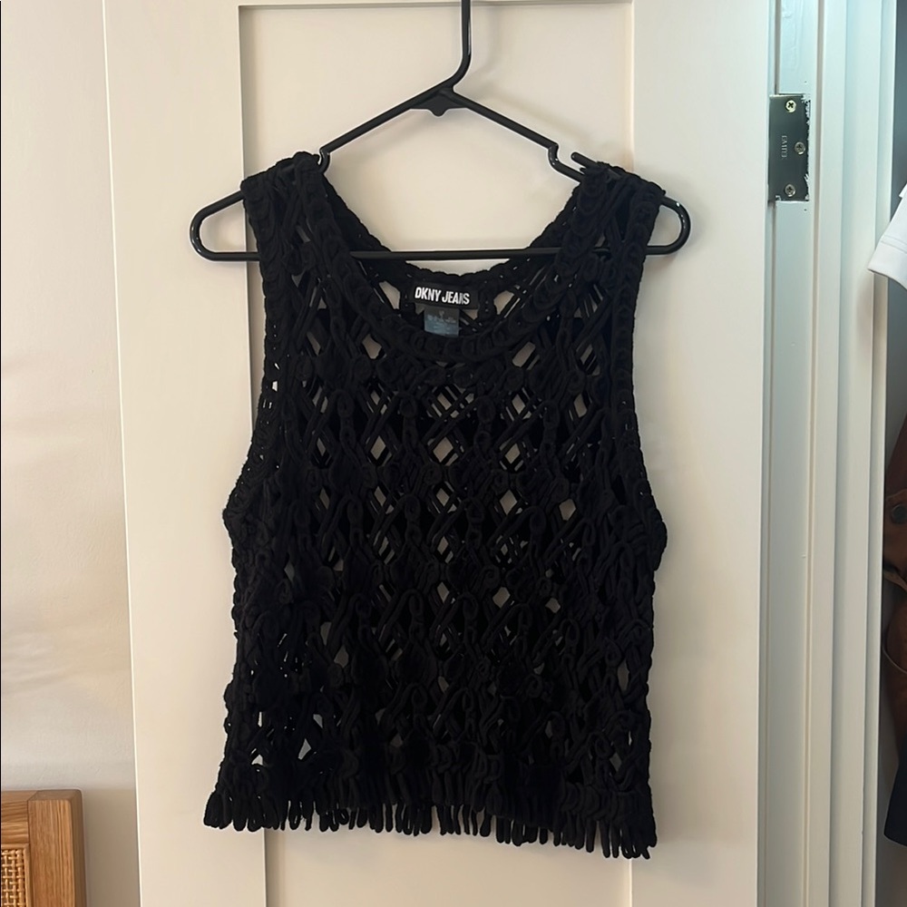 CLEARANCE Dkny Black Crochet Women's Top